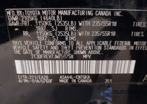 2018 Toyota Rav4 Limited из США, поврежденный, VIN 2T3DFREV7JW750758